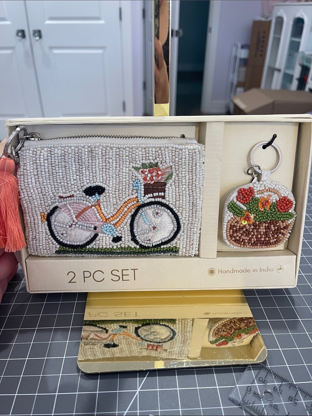 Sol and Mer Beaded Bicycle Coin Pouch and Keychain